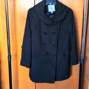 Beautiful, Warm, Vintage, Black, Lined, Ladies, Wool Coat, 14 Petite